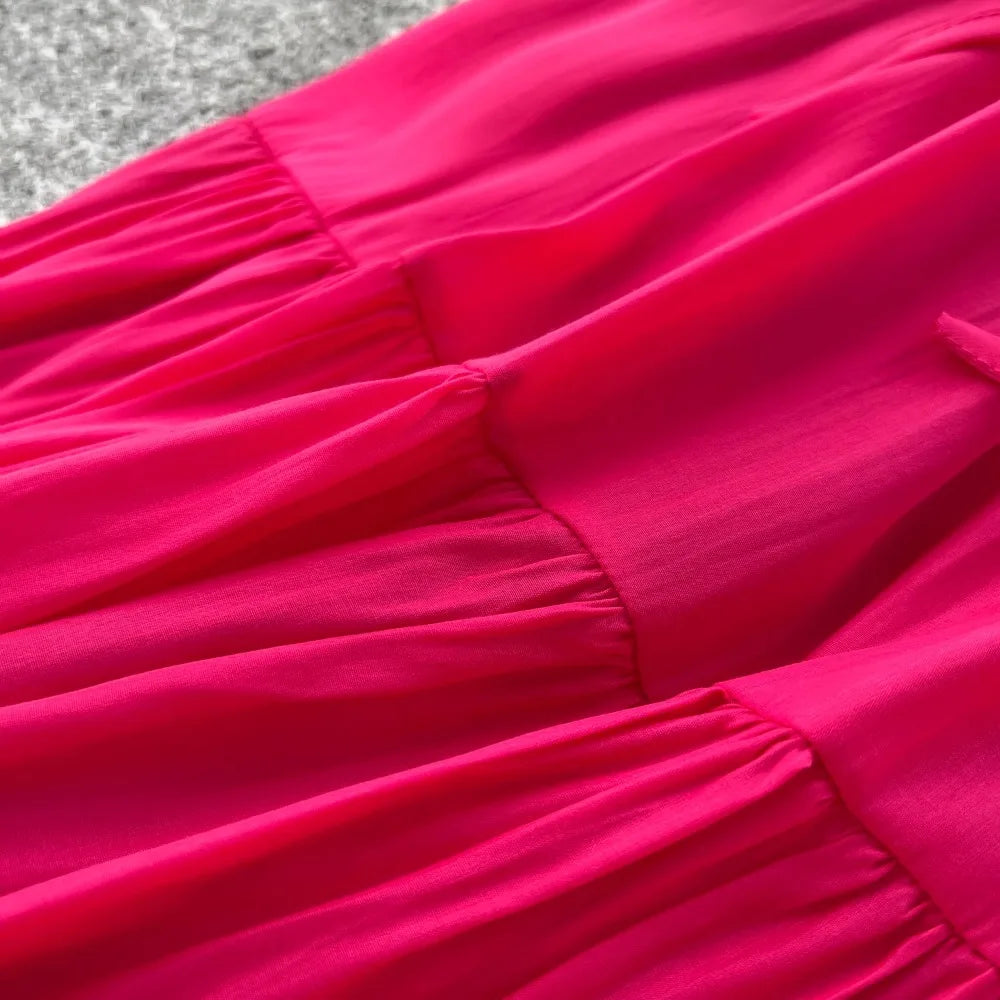 Print Ruffle Flare Sleeve Maxi Dress