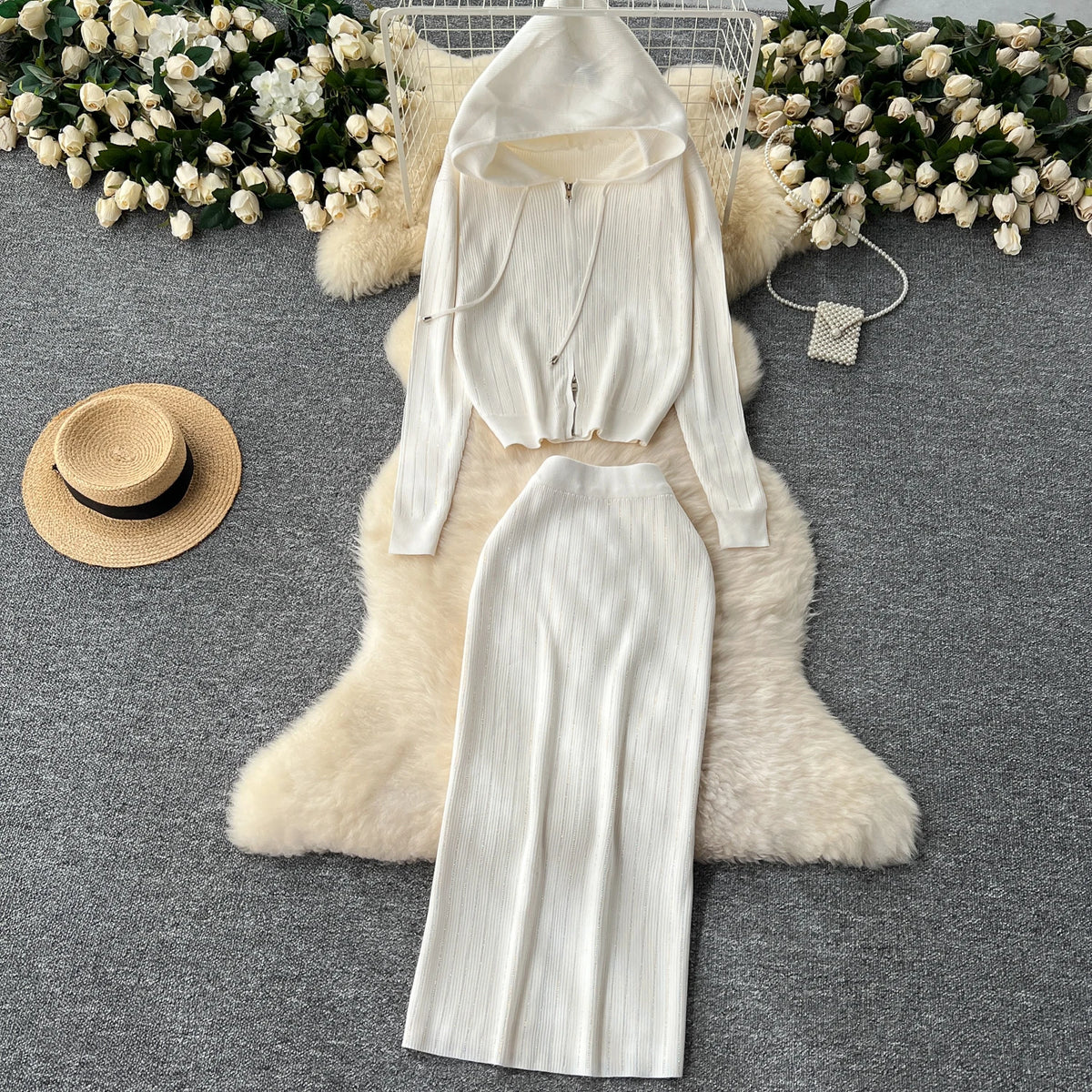 Rhinestone Zip Long Sleeve Dress
