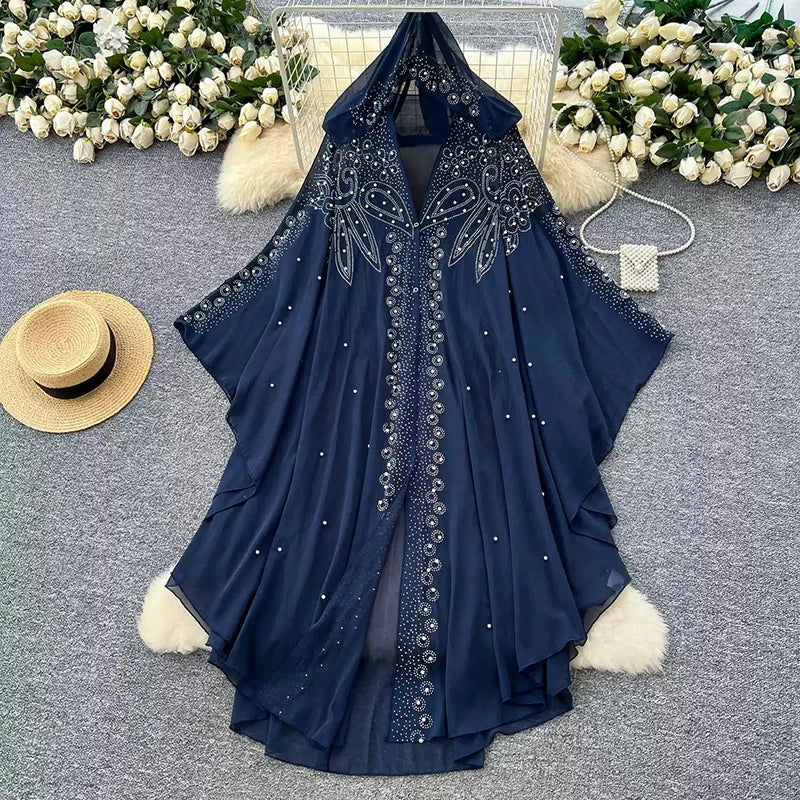 Beaded Hooded Sheer Mesh Duster