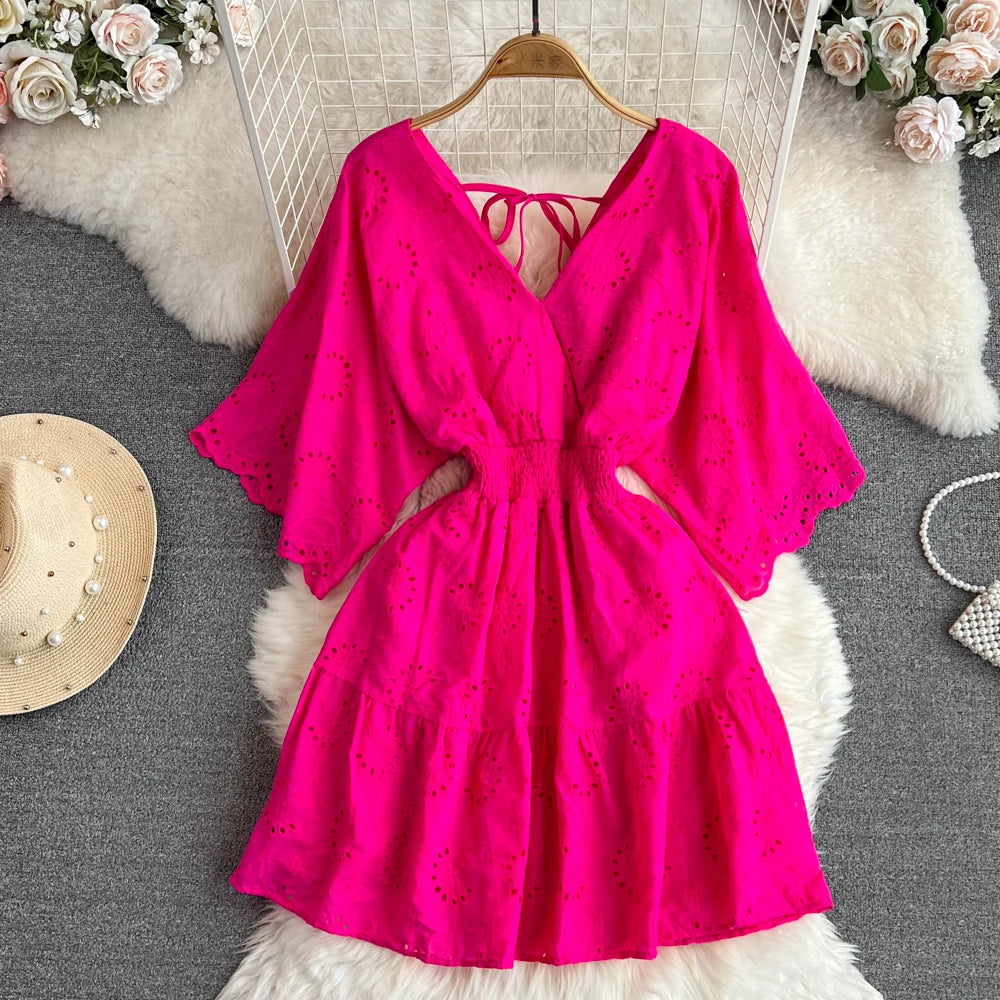Embroidered Cutout A-Line Sundress