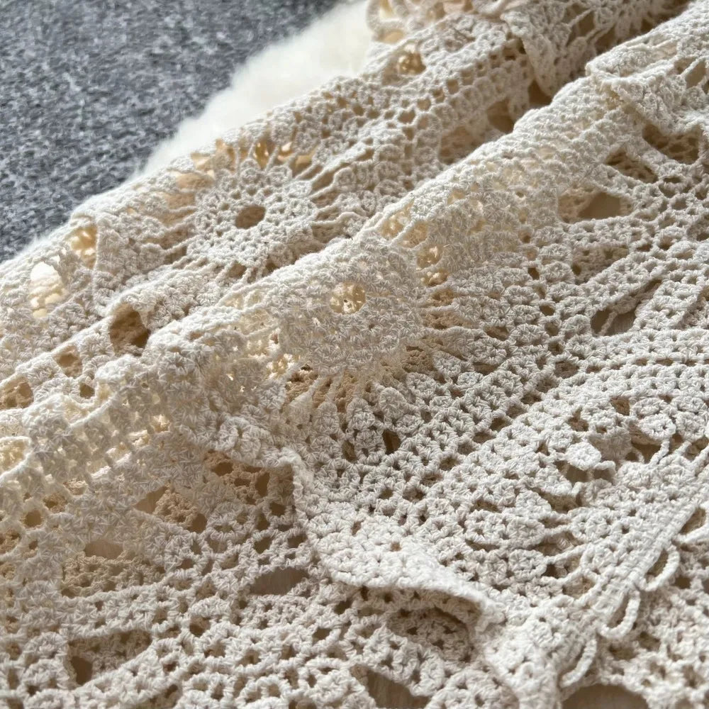 Crochet Knit Long Sleeve Cardigan