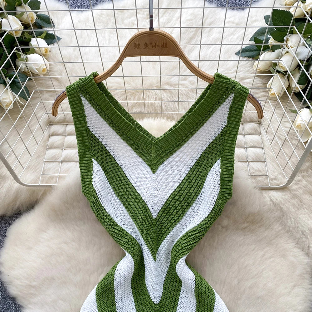 Asymmetric Knit Bodycon Mini Dress