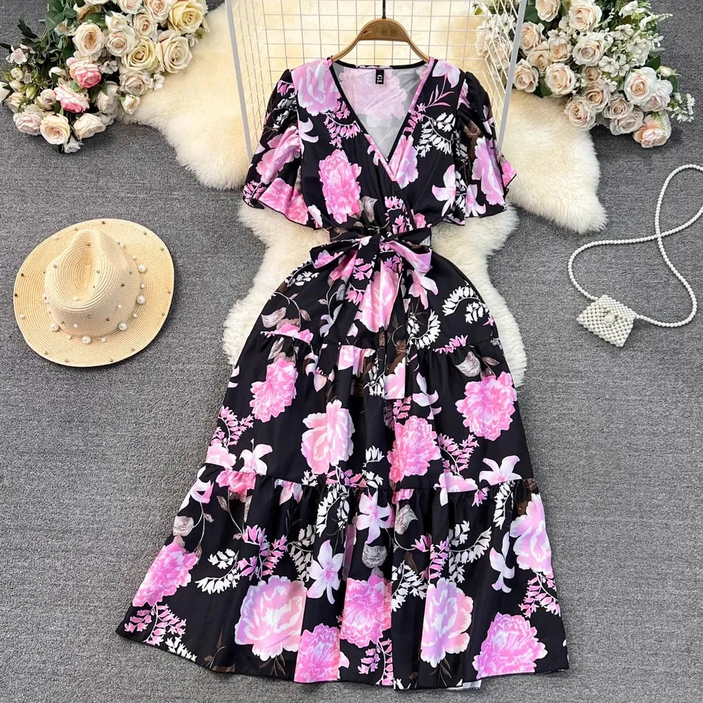 Vintage Sash Tie Maxi Dress