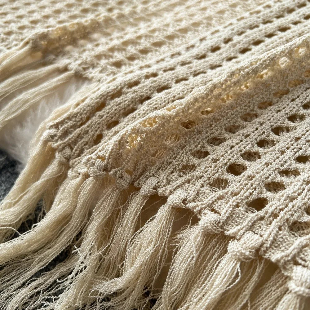 Crochet Tassel Knit Shawl Cardigan
