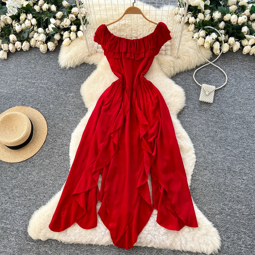 Chiffon Boat Neck A-Line Dress