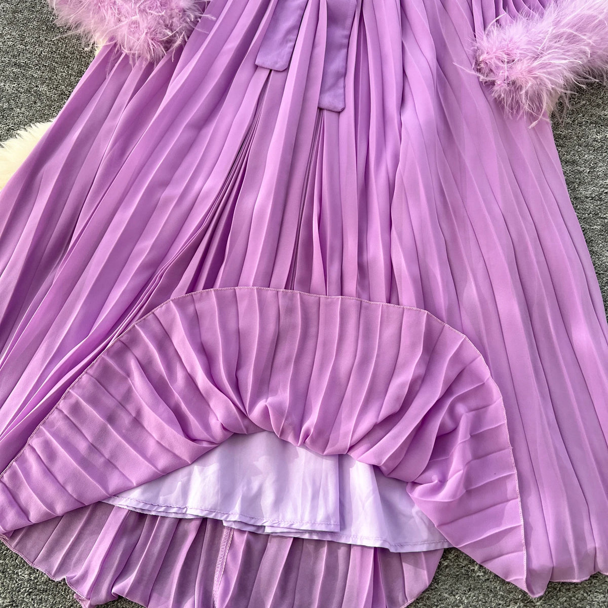 Rhinestone Plush Pleated Maxi Dress