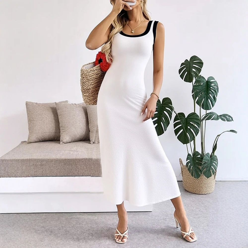 Sleeveless Knit A-Line Maxi Tank Dress