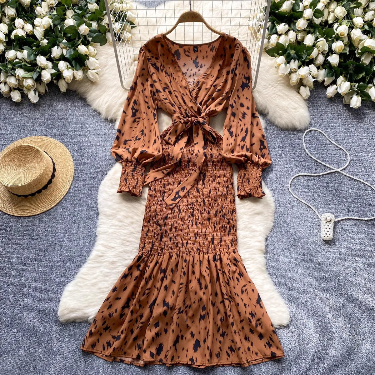 Long Sleeve Wrap Mermaid Party Dress