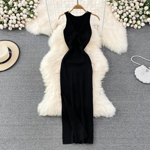 Sleeveless Cutout Split Midi Wrap Dress