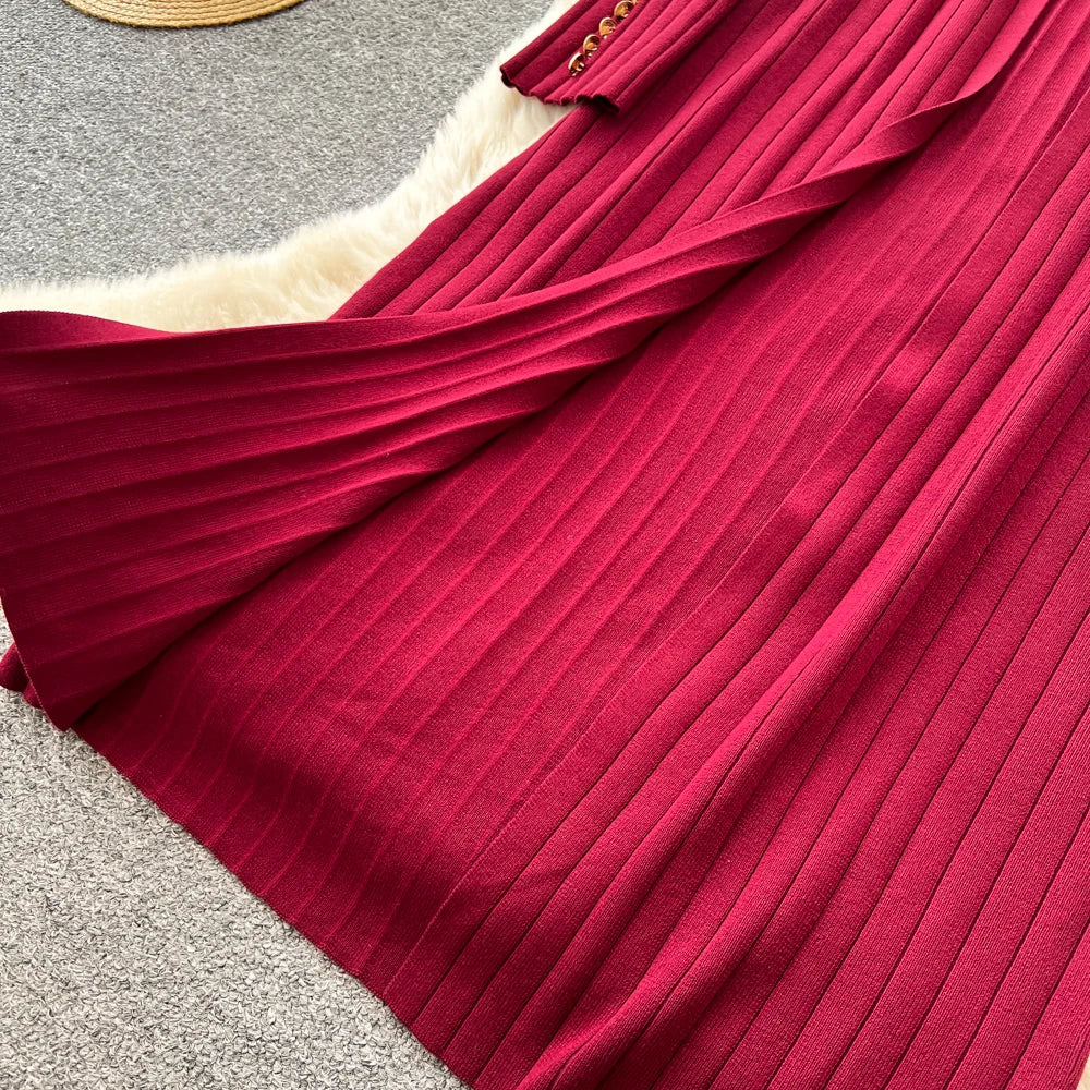 Loose Knit Long Sleeve Dress Set