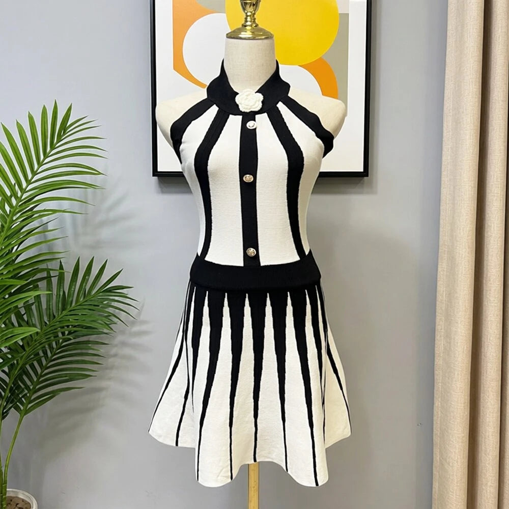 Halter Knit A-Line Mini Dress