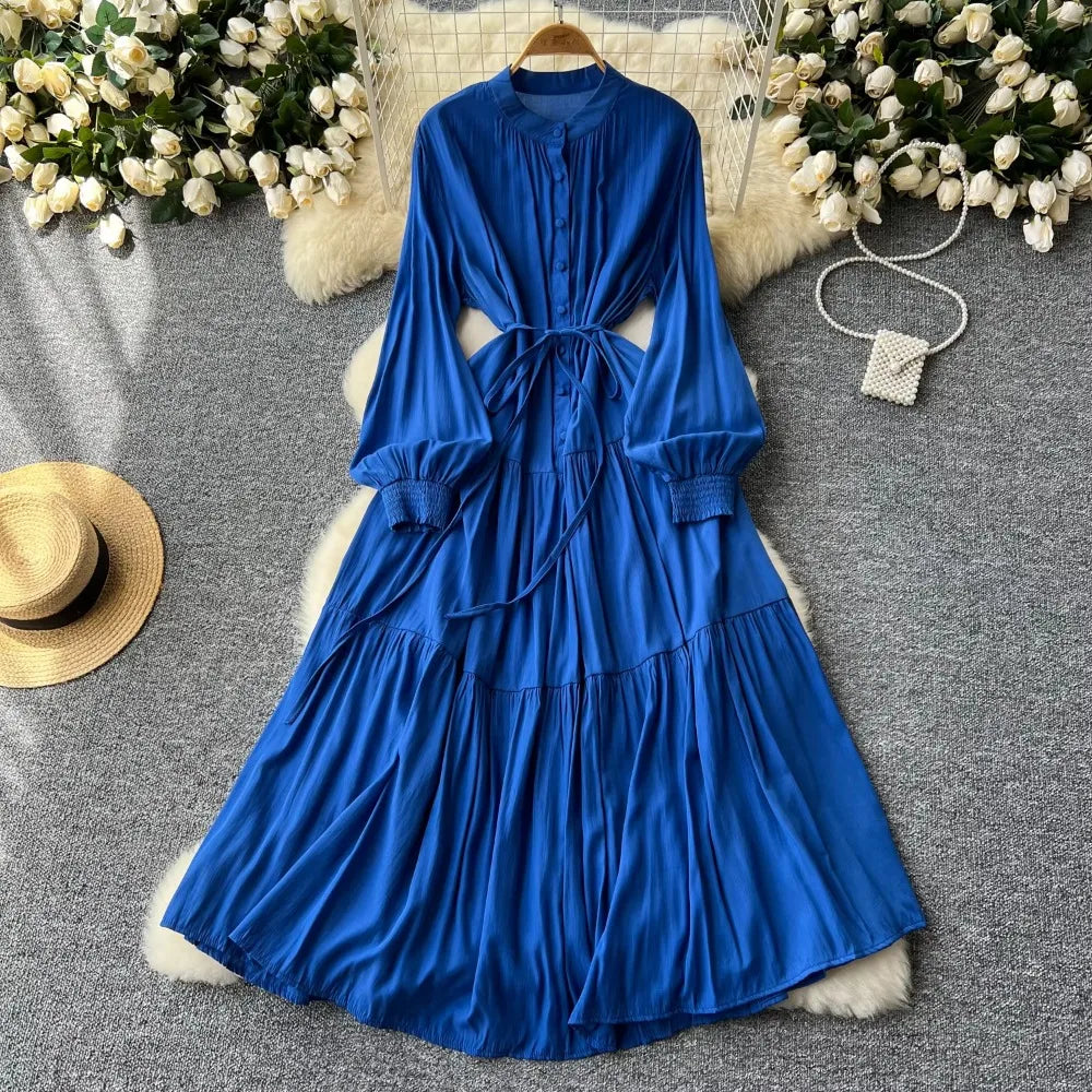 Loose Button Front A-Line Beach Dress