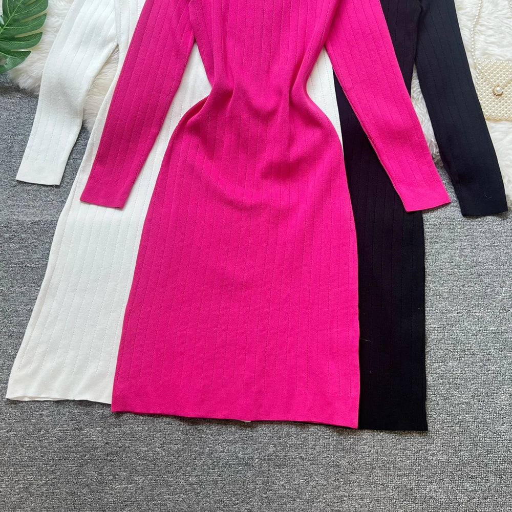 Black Vintage Knit Party Dress