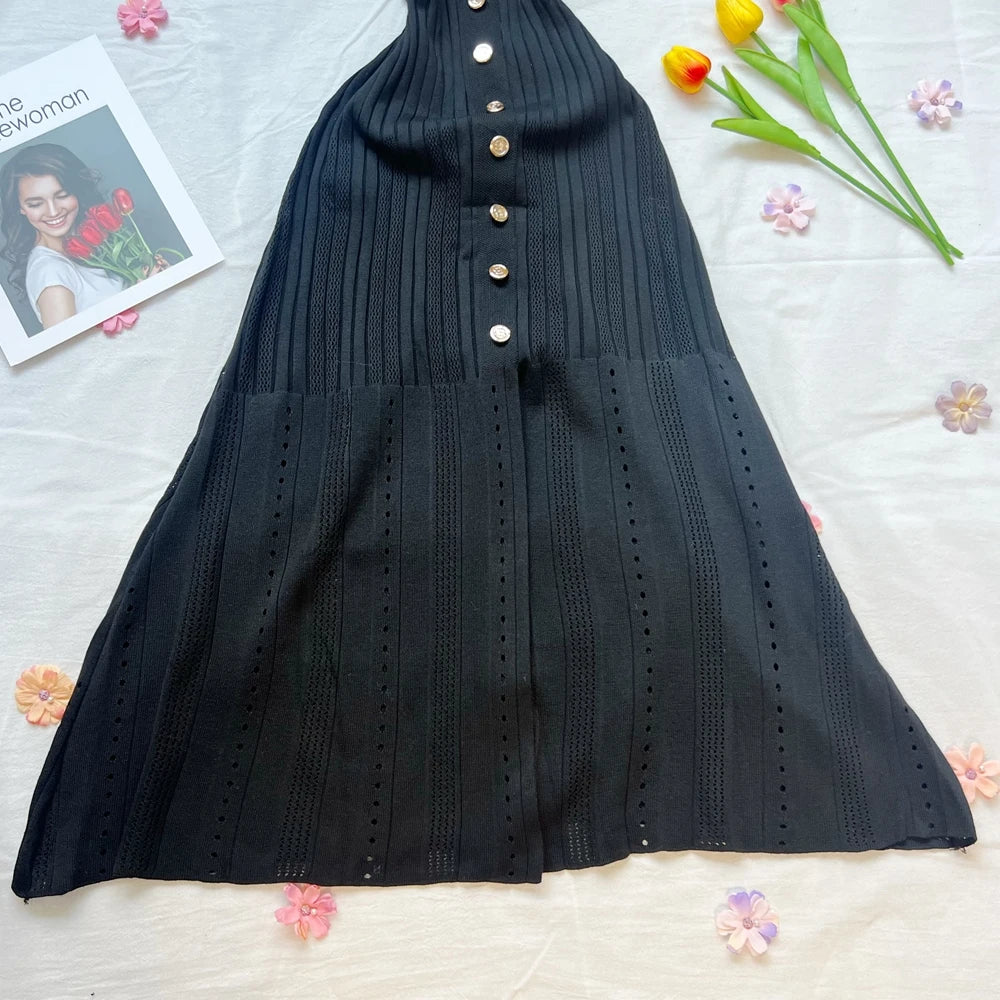Patchwork Sleeve Knit Maxi Dress