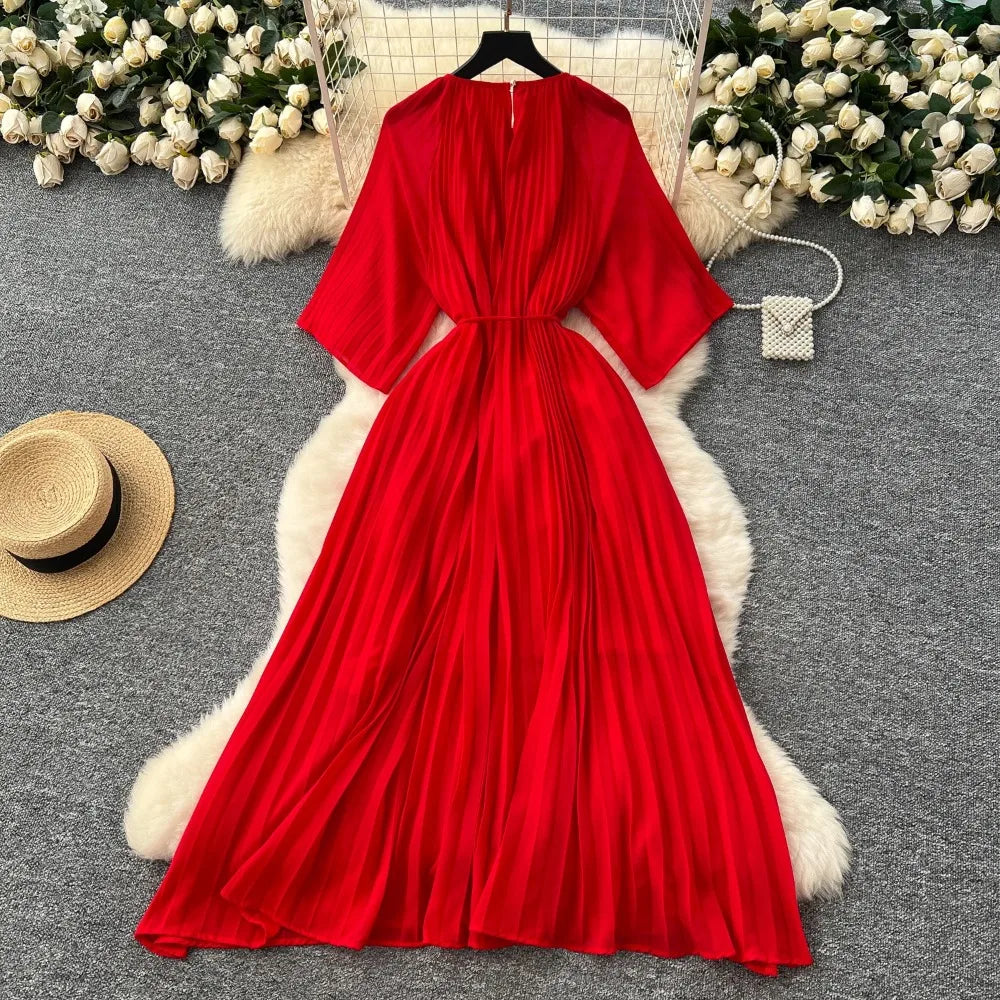 Pleated Chiffon 3D Detail Birthday Dress