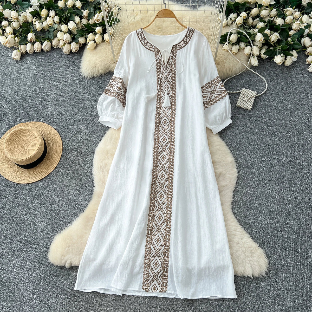 Ruched Boho Maxi Dress