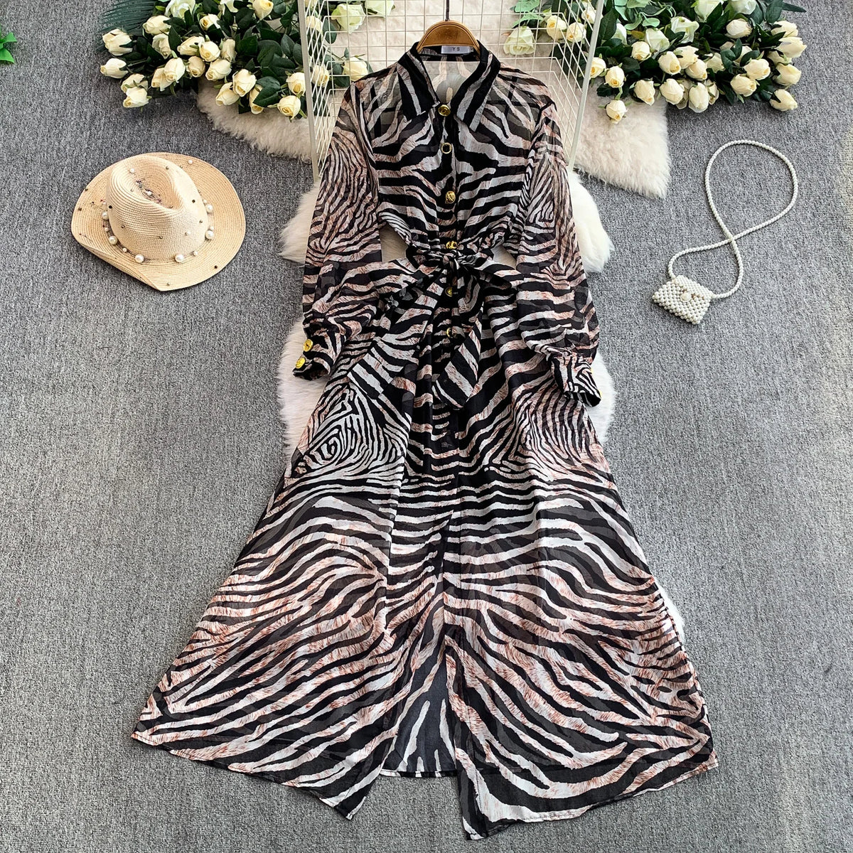 Collared Print Wrap Dress