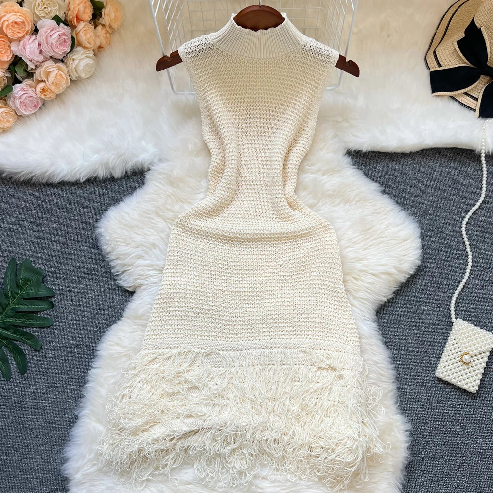 Sheer Crochet Tassel Party Dress