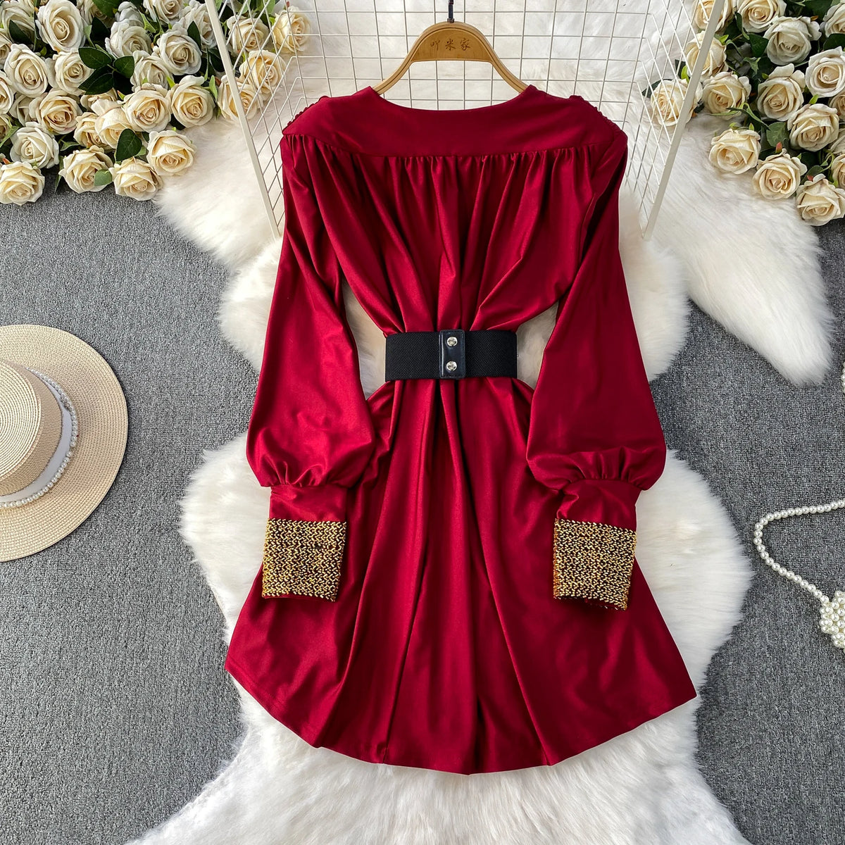 Satin Long Sleeve Dress