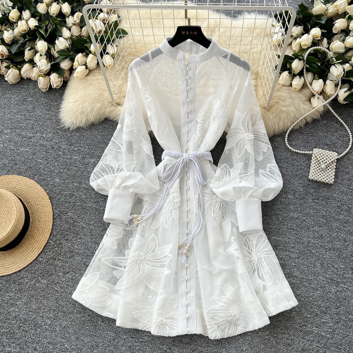 Cutout Single Breasted A-Line Summer Dress