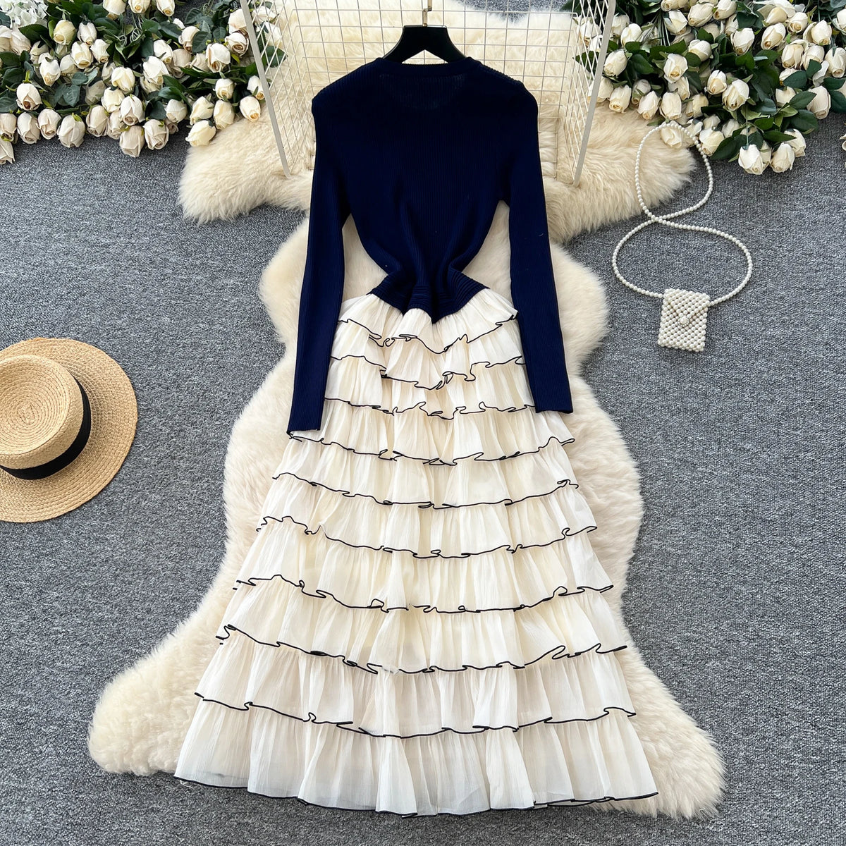 Floral Tiered Knit Maxi Dress