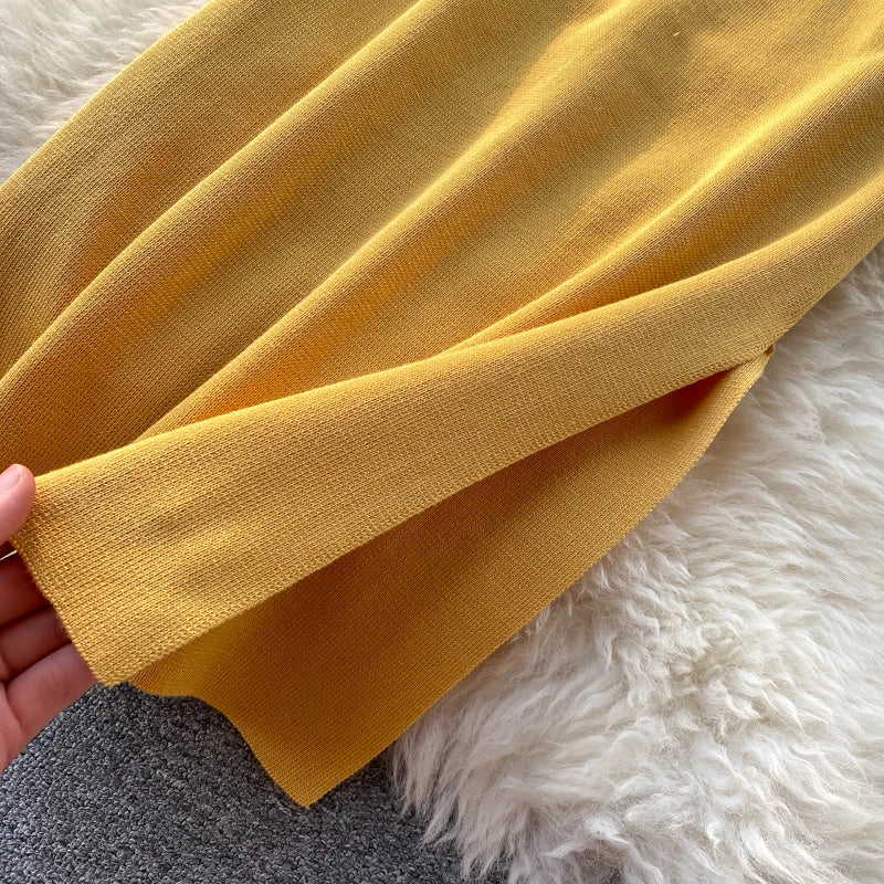 Halter Criss-Cross Backless Knit Dress