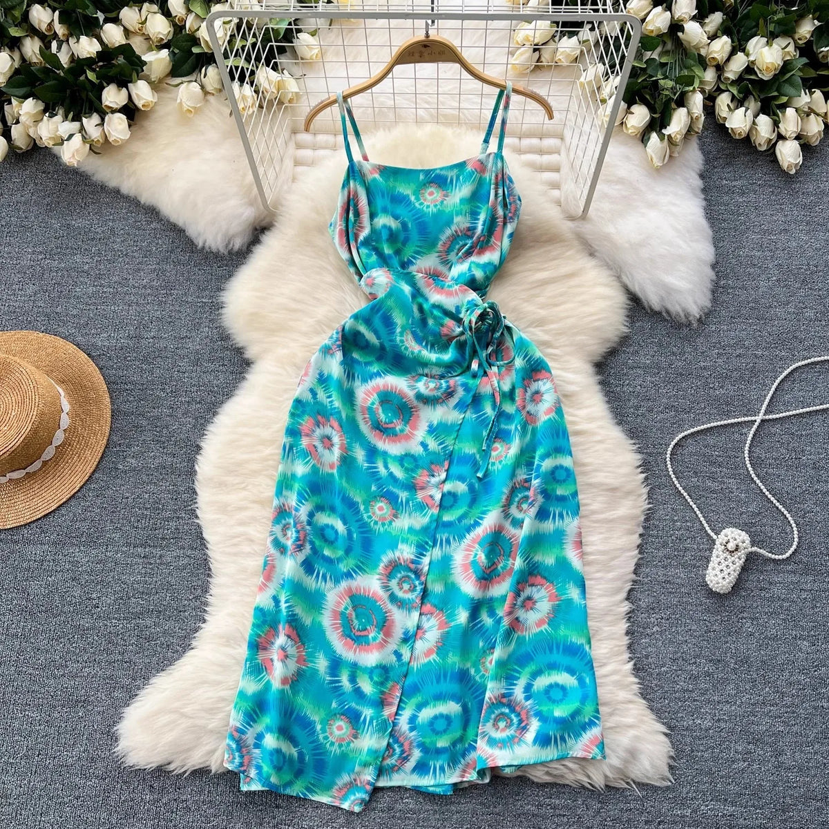 Floral High Waist A-Line Maxi Dress