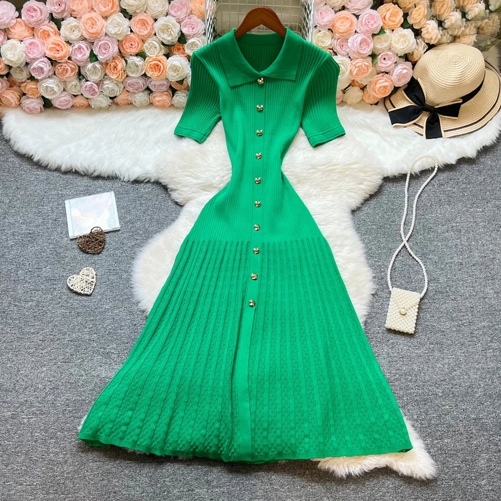Patchwork Knit Maxi Shirt Sweater Dress