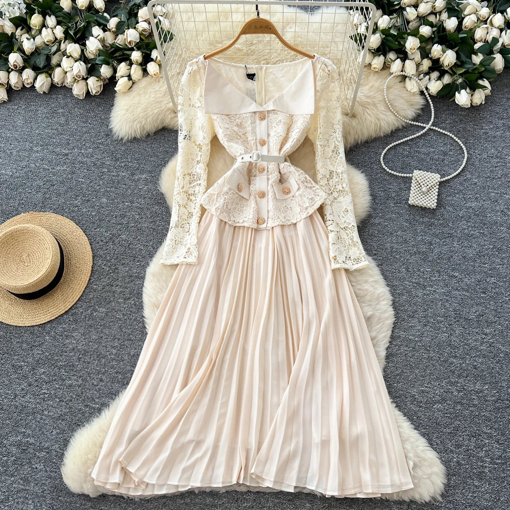 Lace Collared A-Line Dress