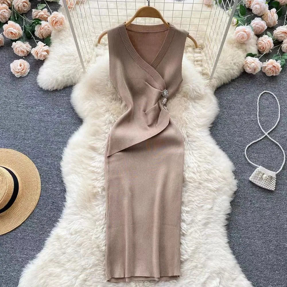 Rhinestone Knit Bodycon Sweater Dress