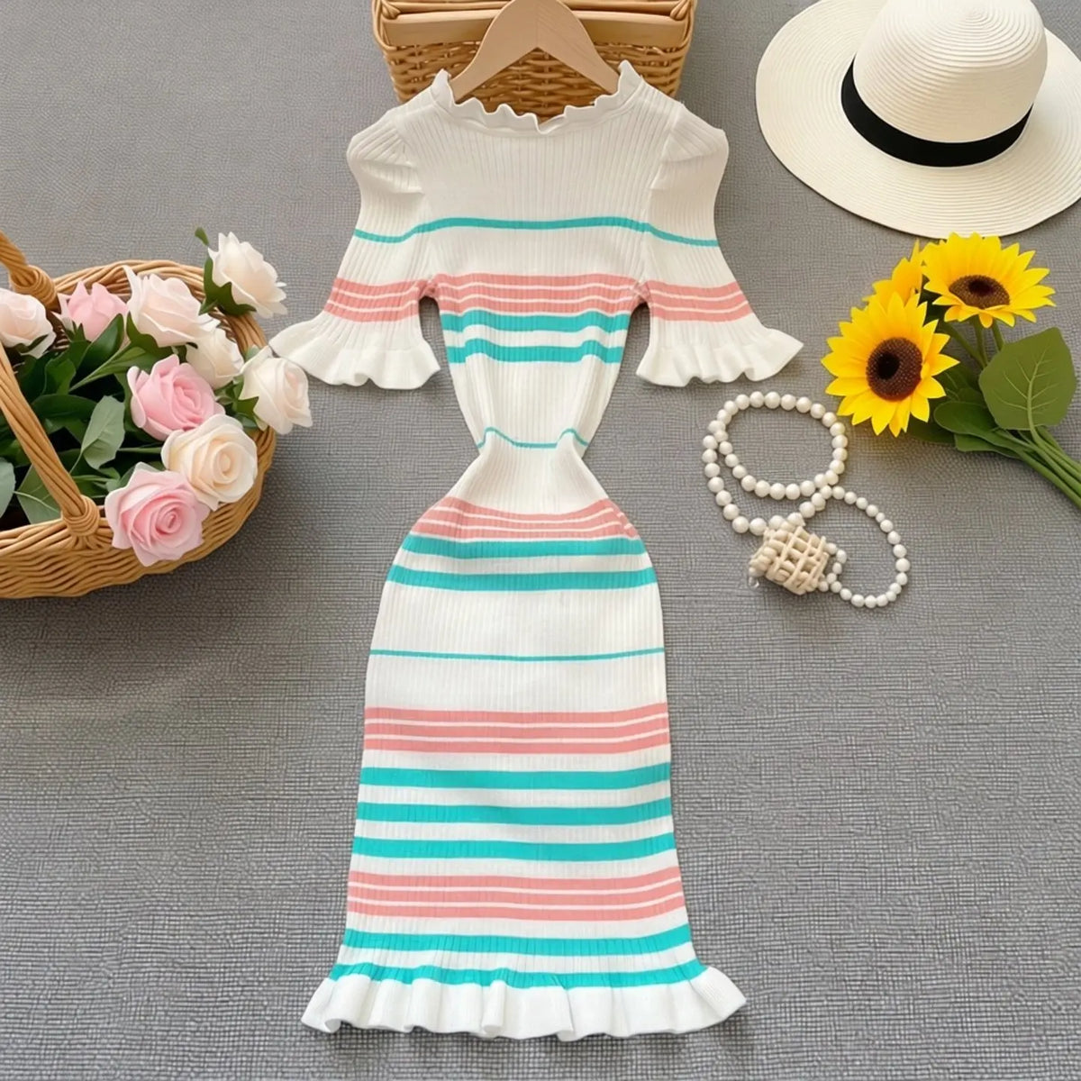 Short Sleeve Knit Bodycon Dress