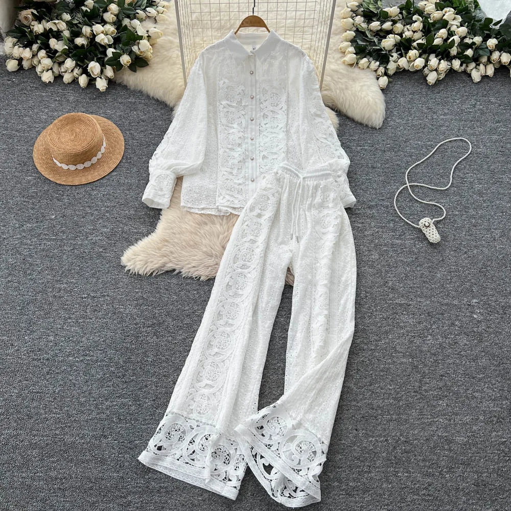 Lace Top and Pants Set