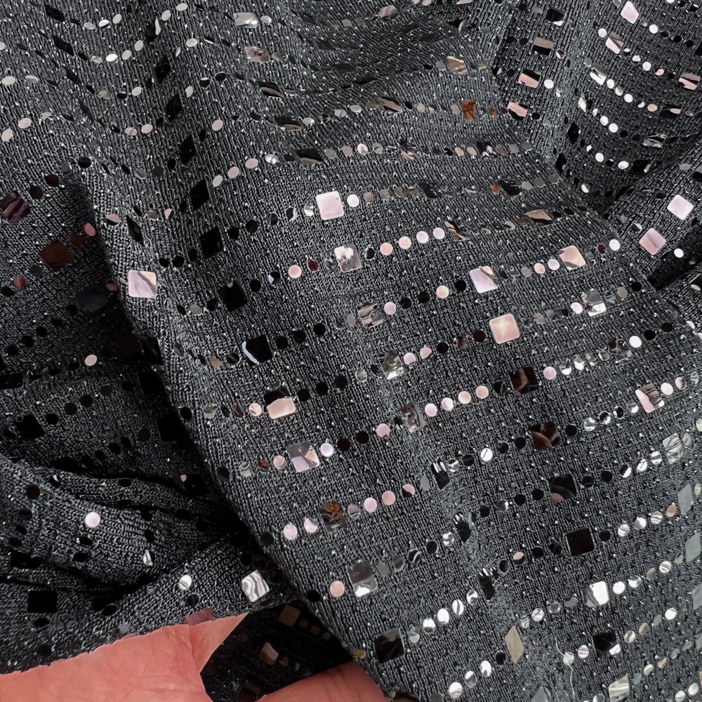 Glitter Sequin Pleated V-Neck Crop Top