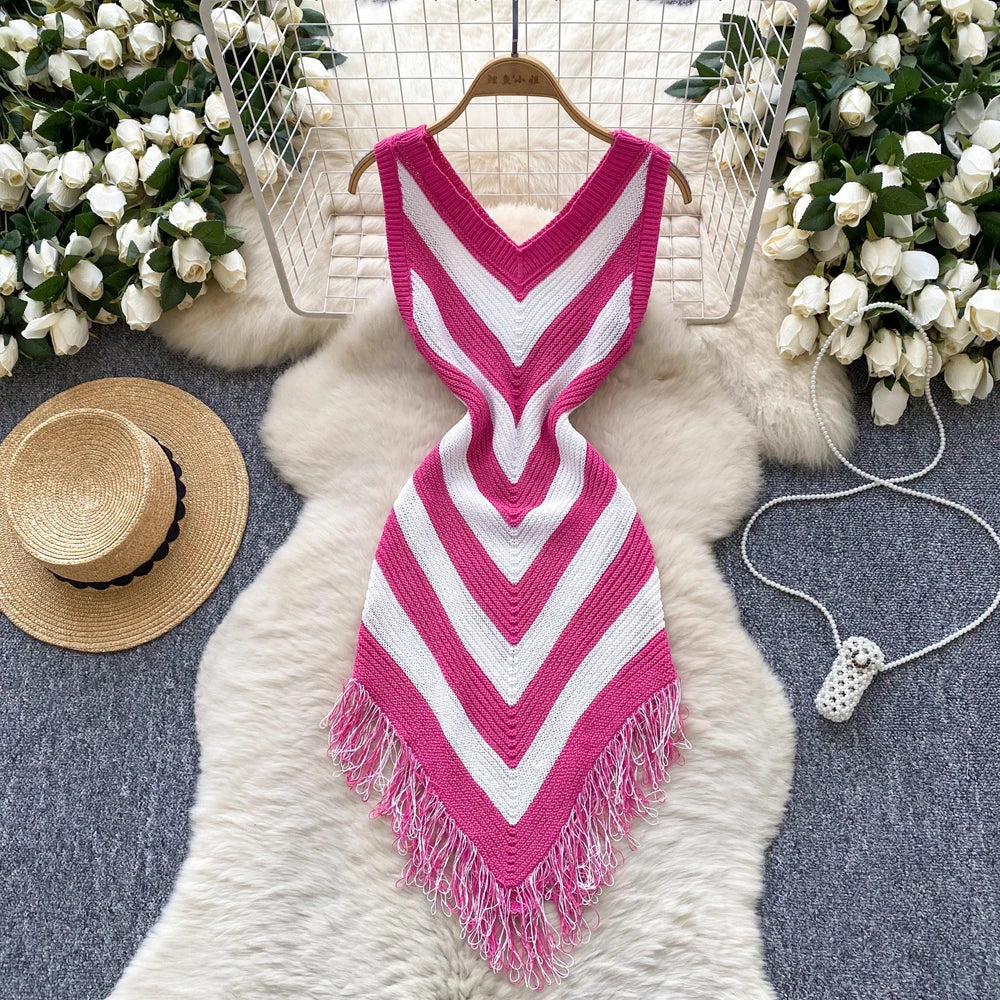Asymmetric Knit Bodycon Mini Dress