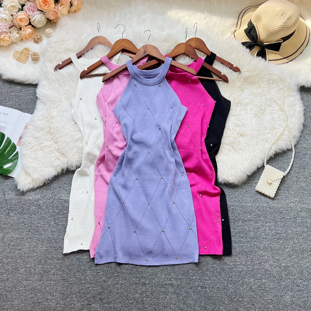 Rhinestone Knit Bodycon Mini Dress