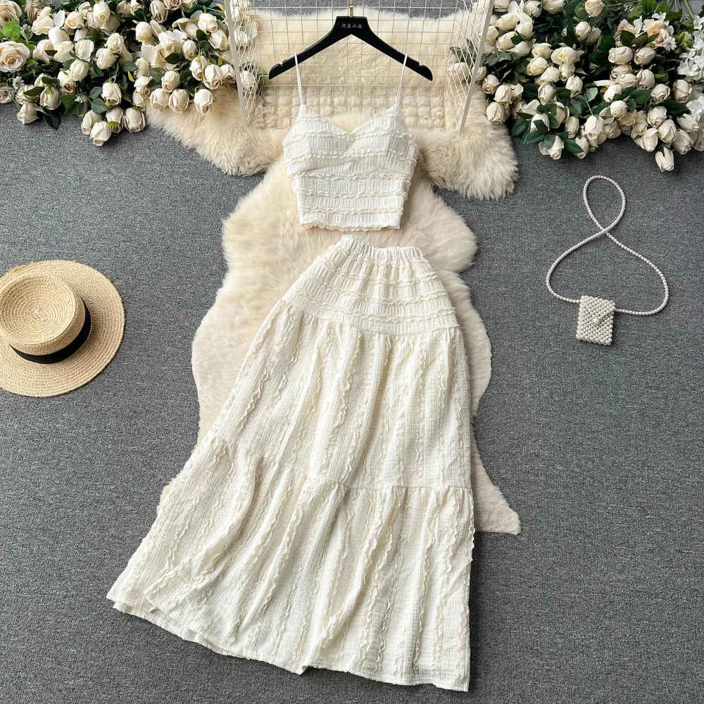 Sleeveless Crop Shirt and Skirt Set