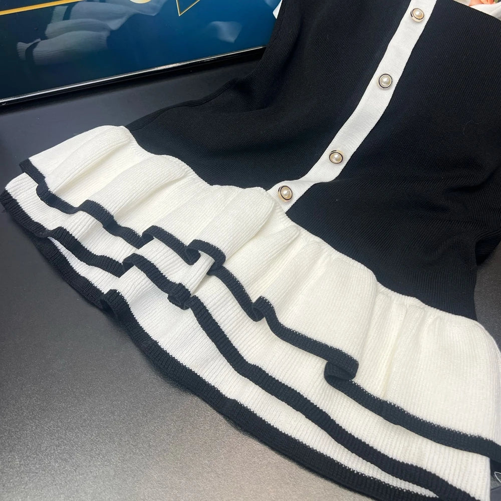 Backless Ruffled Knit Bodycon Mini Dress