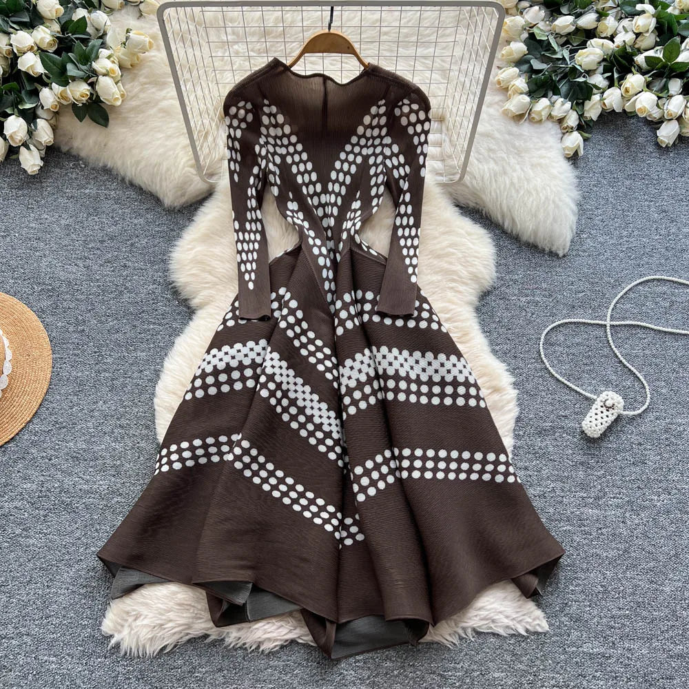 Asymmetric Print High Waist Dress
