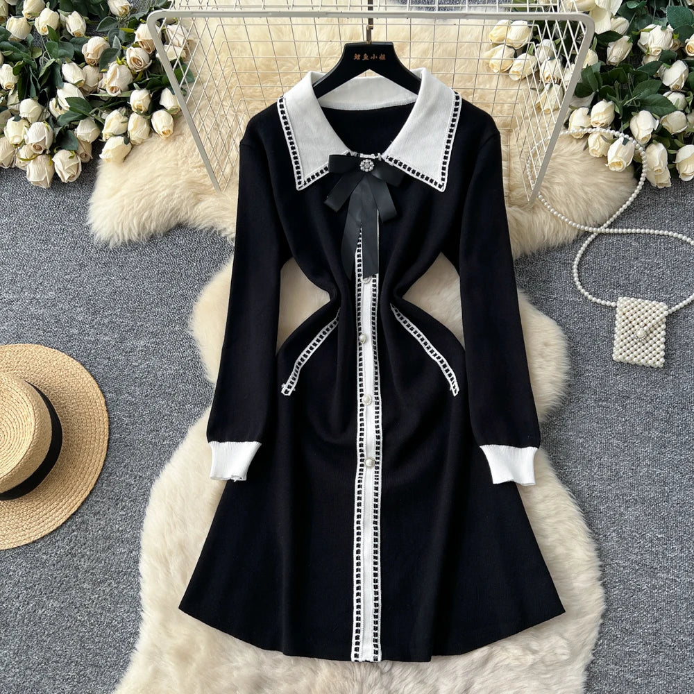 Butterfly Single Breasted Knit Dress