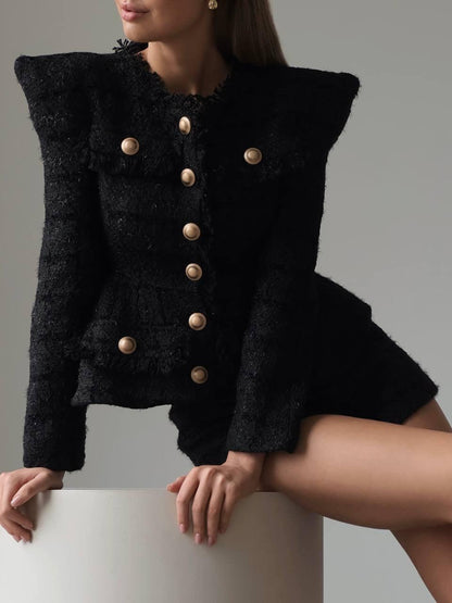 Zarif Siyah Tüvit Ceket-Şort Takım