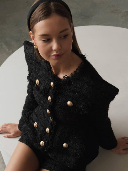 Zarif Siyah Tüvit Ceket-Şort Takım