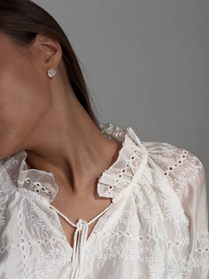 Zarif Beyaz Dantel Nakışlı Takım