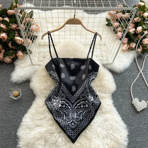 Lace-Up Backless Print Corset Crop Top