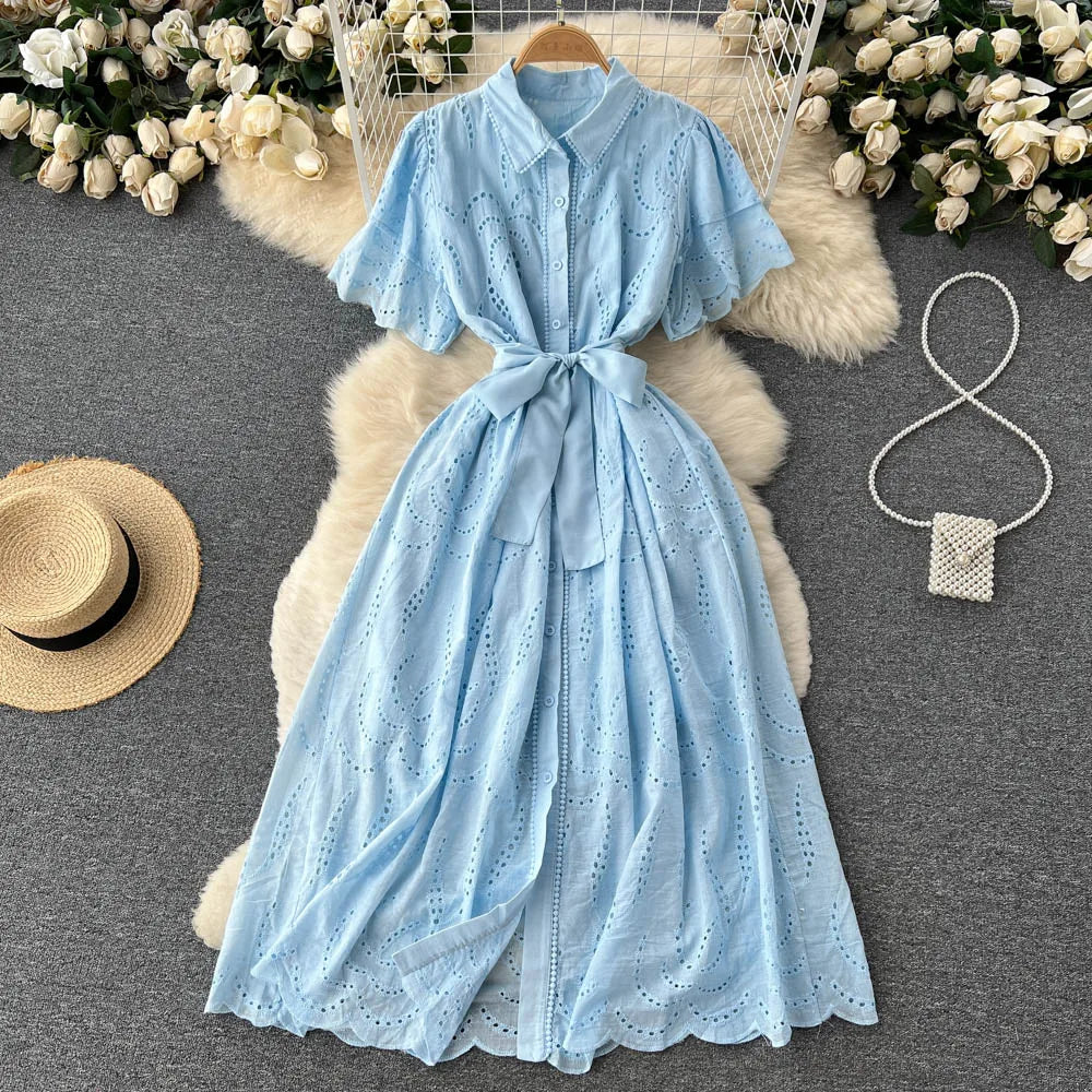 Collared Cutout Puff Sleeve Bodycon Dress