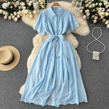 Collared Cutout Puff Sleeve Bodycon Dress