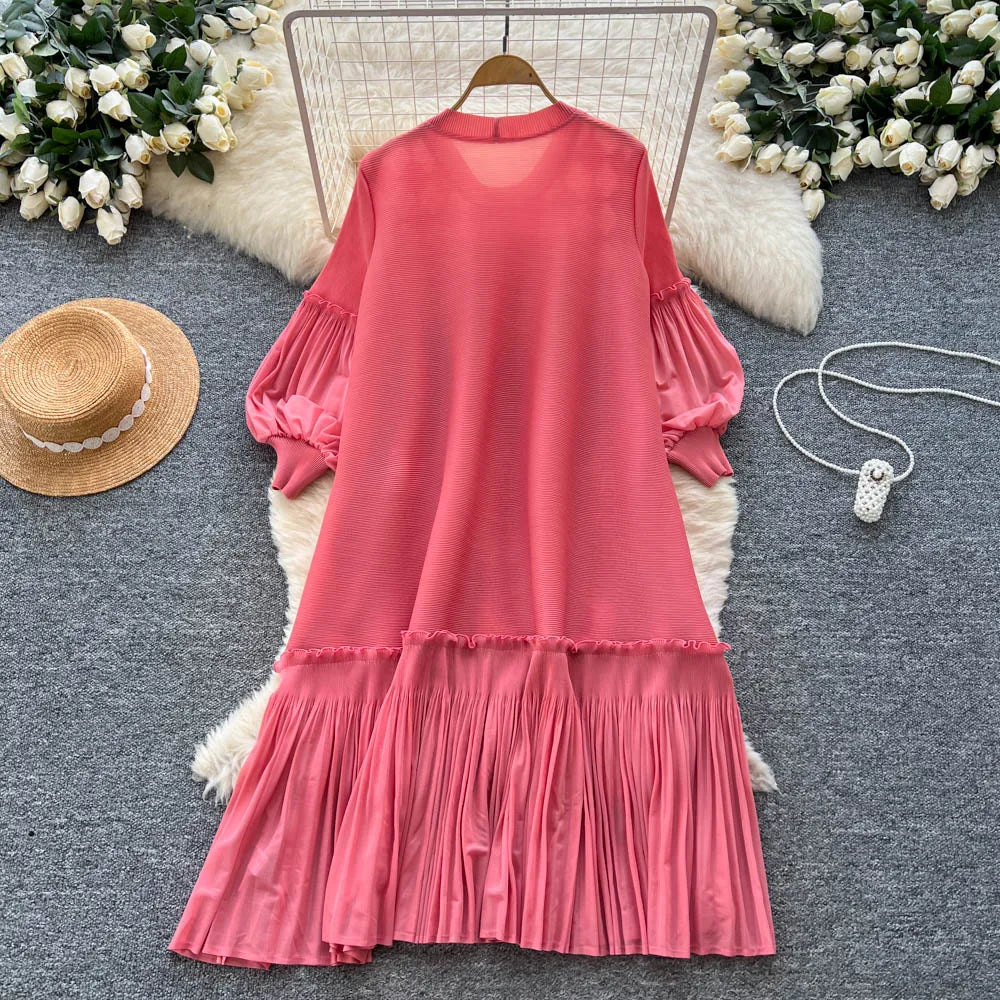 Beaded Spliced Long Sleeve Evening Dress