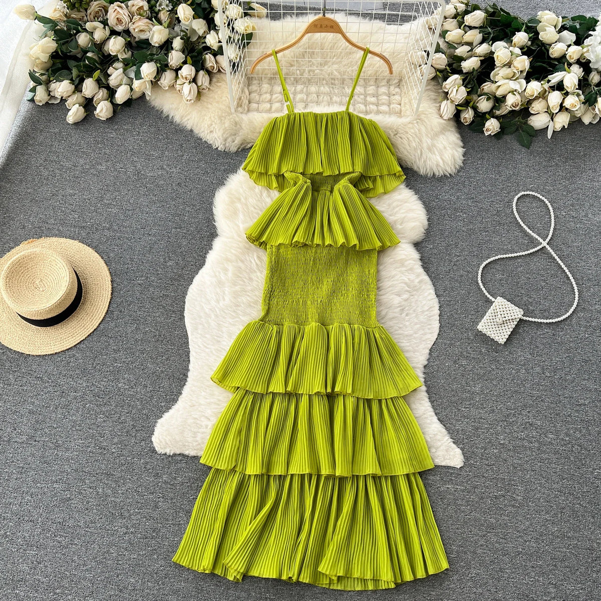 Ruffle Chiffon Maxi Slip Dress