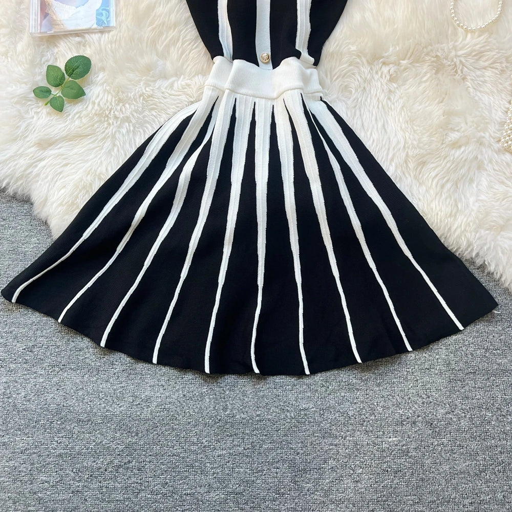 Flower Halter Knit A-Line Mini Dress