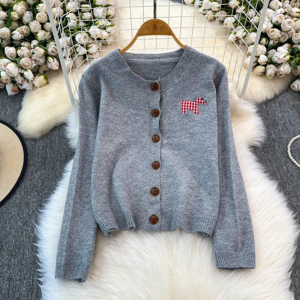 Puppy Patch Knit Cardigan