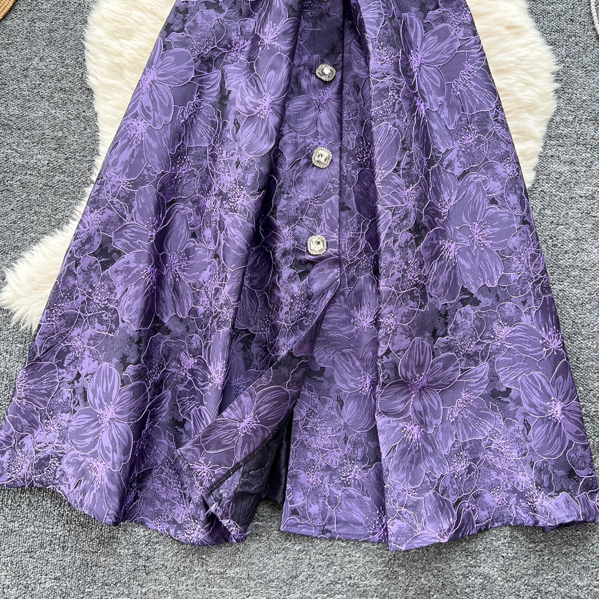 Jacquard Collared A-Line Dress